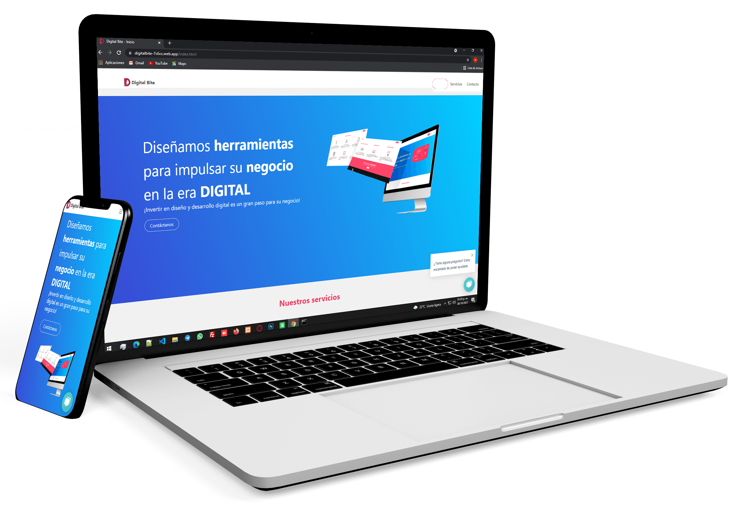 Servicios de Digital Bite, diseño web, desarrollo, invitaciones, logotipos